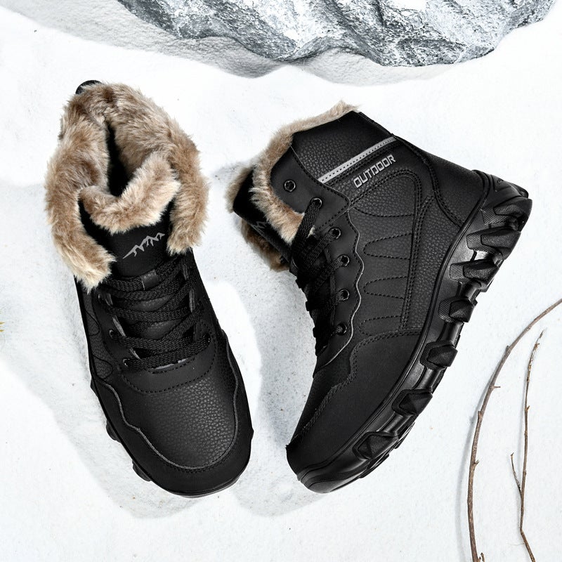 2024 Men'S Plus Size Fleece-Lined Outdoor Hiking Men'S Shoes Waterproof Non-Slip Warm Snow Boots Martin Cotton Shoes Men - Image 5